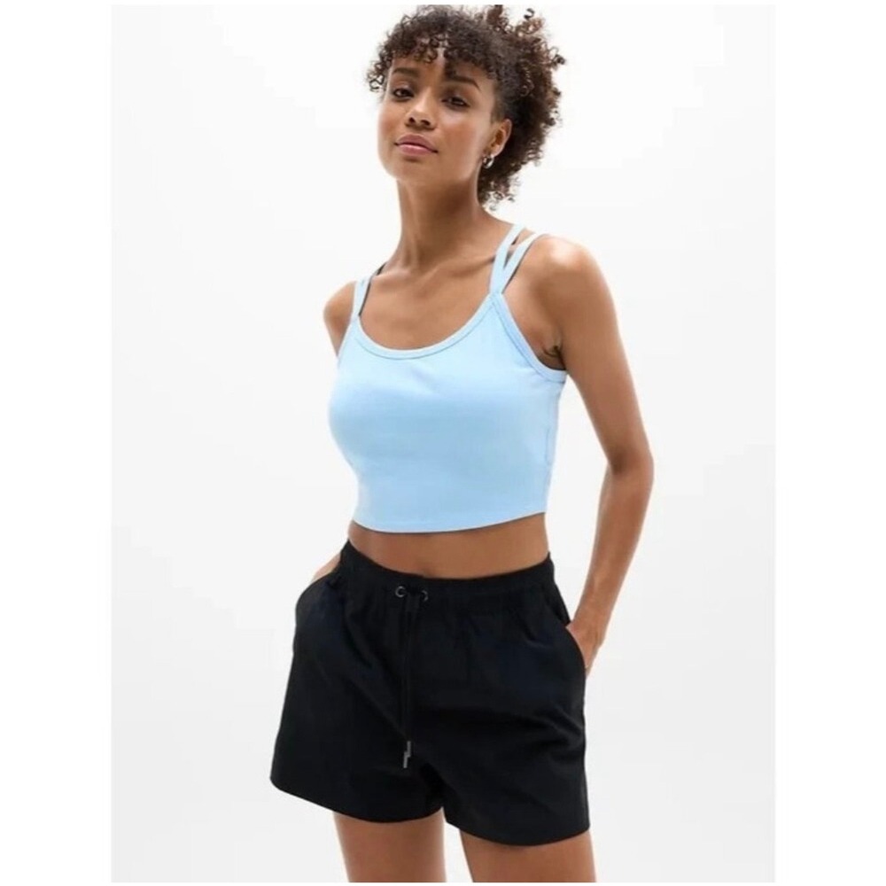NWT Athleta Women's Signature Rib Wide Binding‎ Tank cropped Blue XS